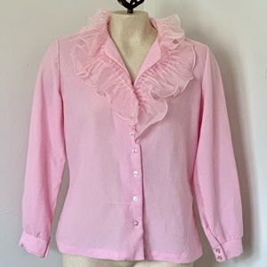 Vintage Pink Ruffle Blouse